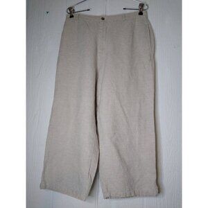 Crazy Horse Liz Claiborne Womens Pants Size 12 Tan Linen Cotton Capris Cropped